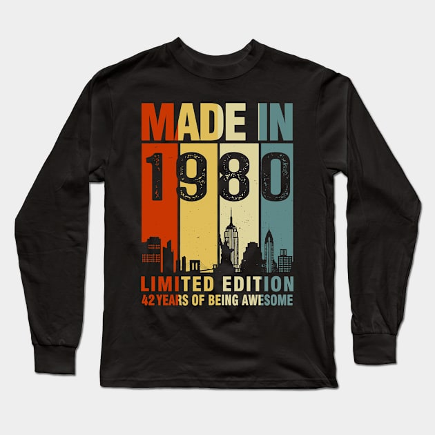 Made In 1980 Limited Edition 42 Years Of Being Awesome Long Sleeve T-Shirt by sueannharley12